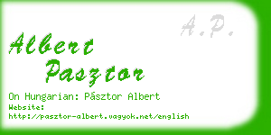 albert pasztor business card